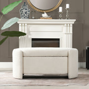 Fuji - Oval Storage Bench, Upholstered - Ivory White - R&R Furniture Gallery (Fountain Valley, CA)