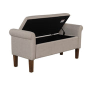Upholstered Storage Bench With Rolled Armrests - Beige - R&R Furniture Gallery (Fountain Valley, CA)