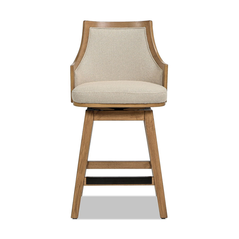 Bahama - Cane High Back Swivel Counter Stool With Recessed Arms Textured Weave - Taupe Beige - R&R Furniture Gallery (Fountain Valley, CA)