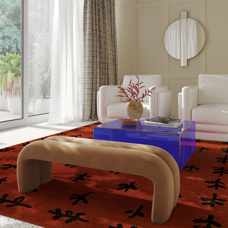 Leigh - Velvet Channeled Bench - R&R Furniture Gallery (Fountain Valley, CA)