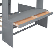 DreamHaus loft bed with twin standalone bed, shelves, desk, and wardrobe, showcasing a modern multi-functional bedroom setup.
