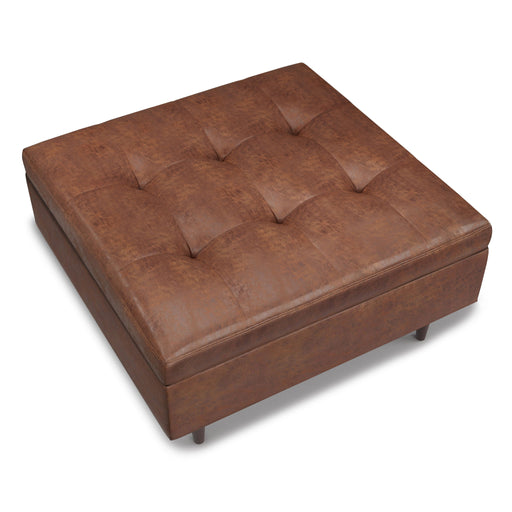 Shay - Large Square Coffee Table Storage Ottoman Mid-Century Style - R&R Furniture Gallery (Fountain Valley, CA)