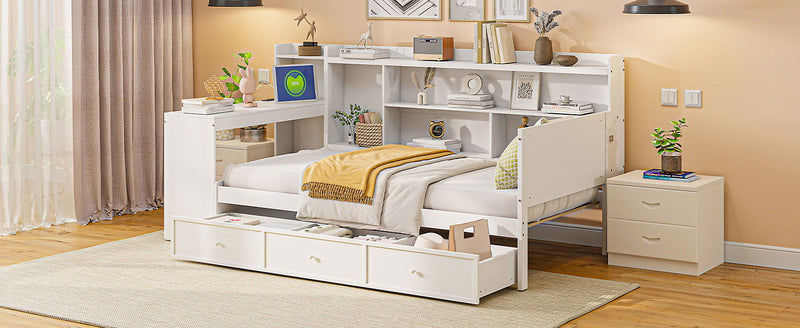 Daybed With 3 Drawers USB Ports And Desk - R&R Furniture Gallery (Fountain Valley, CA)
