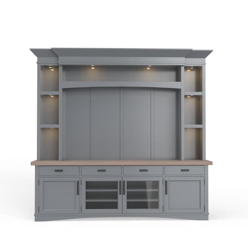 Americana Modern - TV Console with Hutch, Backpanel and LED Lights - R&R Furniture Gallery (Fountain Valley, CA)