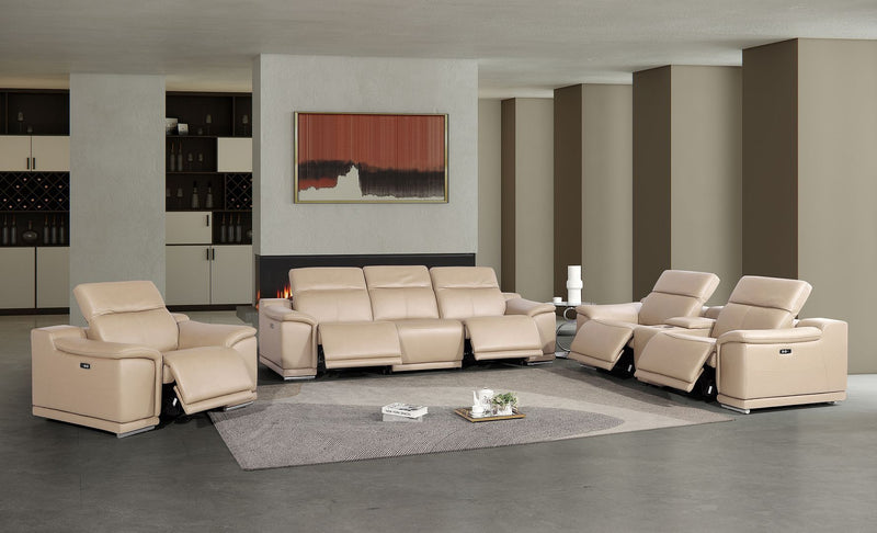 2679 - Power Reclining Sofa, Console Loveseat & Chair Set In Genuine Leather (5 Recliners)