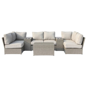 Outdoor Wicker Seating Group For 4 With Cushions - Gray Mix