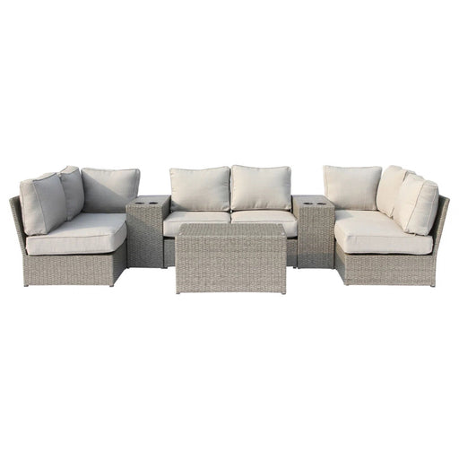 Comfortable Modern Patio Rattan Sectional Set With Cushions - R&R Furniture Gallery (Fountain Valley, CA)