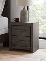 Prendonea - Two Drawer Night Stand - Charcoal - R&R Furniture Gallery (Fountain Valley, CA)