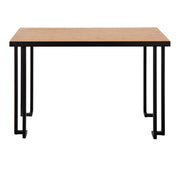 Lumi Source Roman industrial writing desk with black frame and natural wood tabletop, modern and sturdy home office furniture.