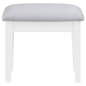 Winona - Makeup Vanity Set With Bulb Lit Mirror And Upholstered Stool - White