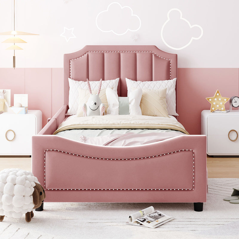 Upholstered Daybed With Classic Stripe Shaped Headboard - R&R Furniture Gallery (Fountain Valley, CA)