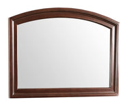 Glory Furniture Ashford Cappuccino mirror with a sleek, modern frame, hanging on a wall in a stylish interior setting