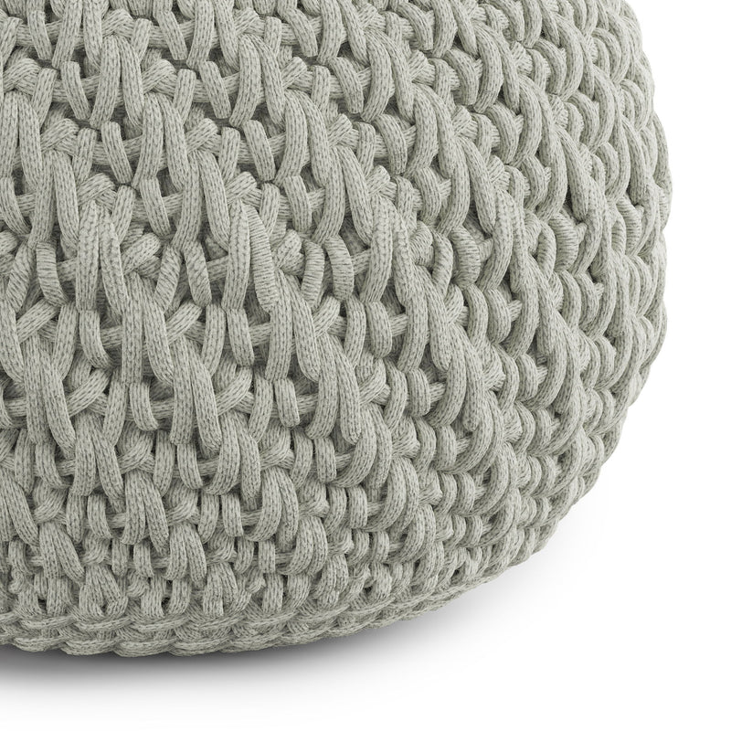 Nisi - Round Knitted Outdoor / Indoor Pouf - Light Gray - R&R Furniture Gallery (Fountain Valley, CA)