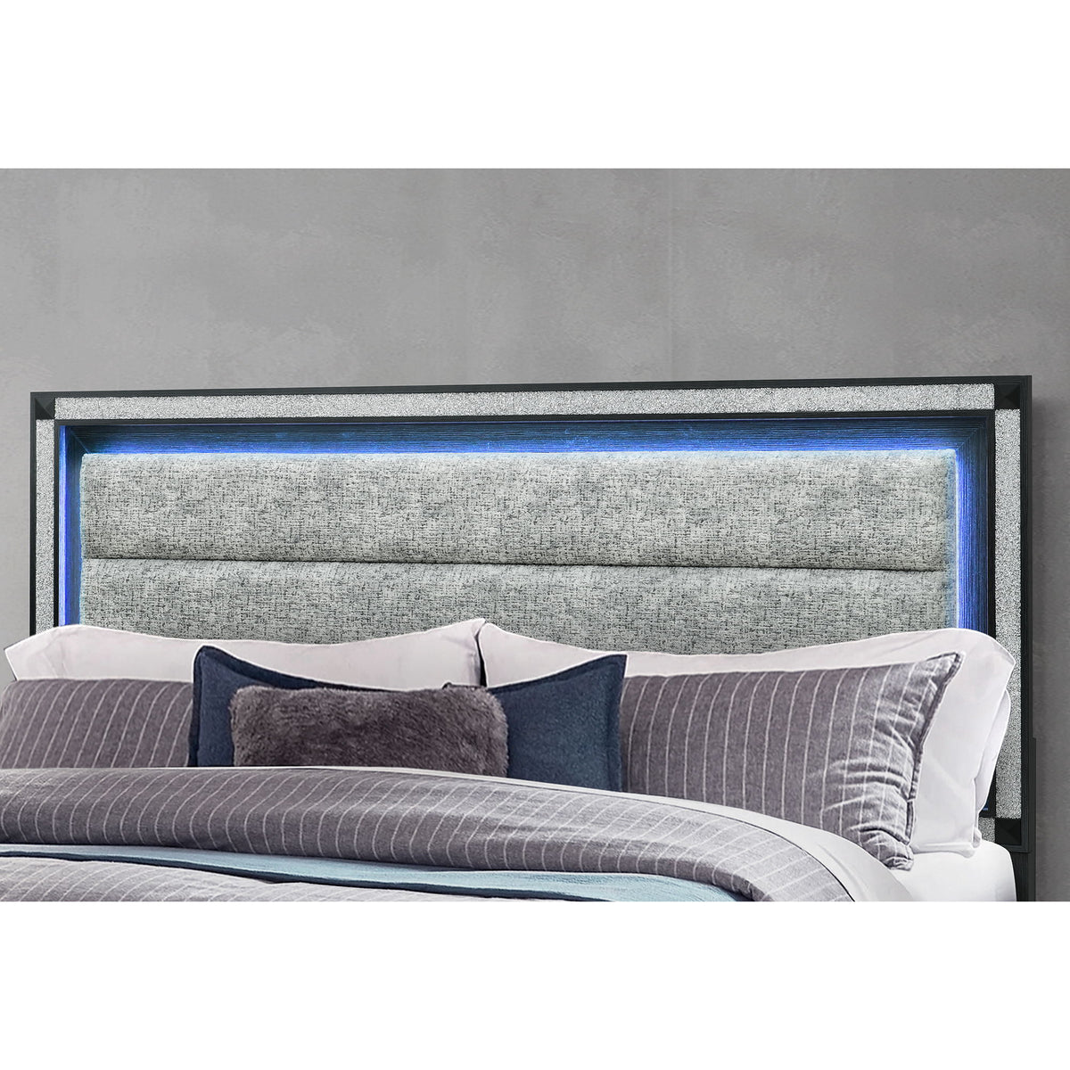 Soulmarie - Bed With LED Lighting And Padded Headboard