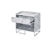 Azrael - Accent Table - White Printed Faux Marble & Chrome - R&R Furniture Gallery (Fountain Valley, CA)