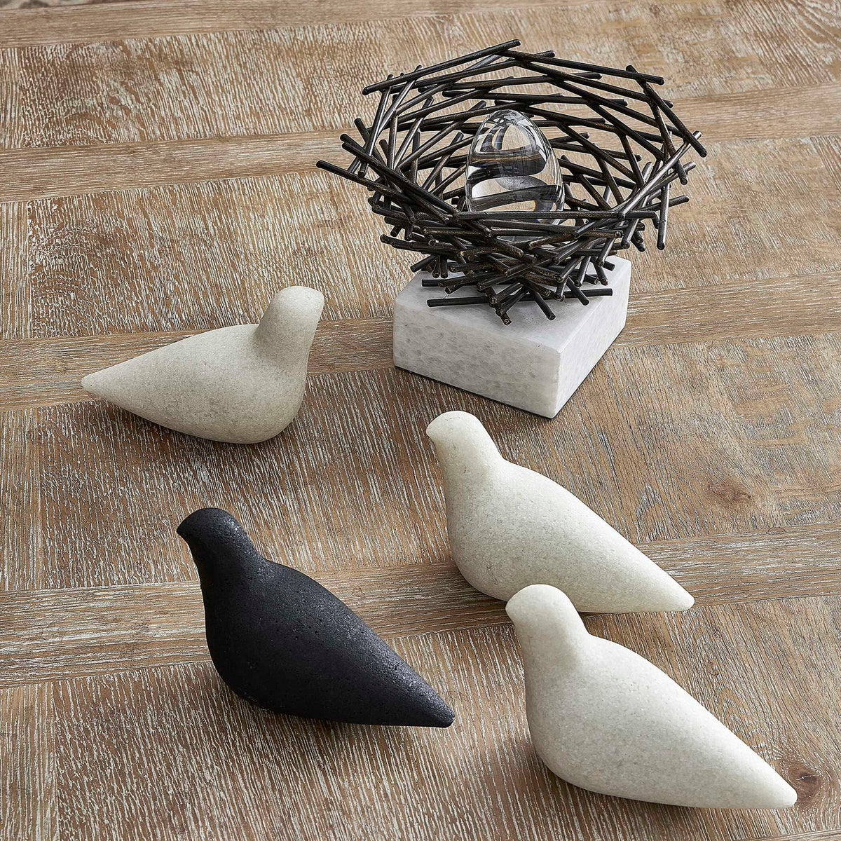 Flock - Sculpture (Set of 4) - Black / White