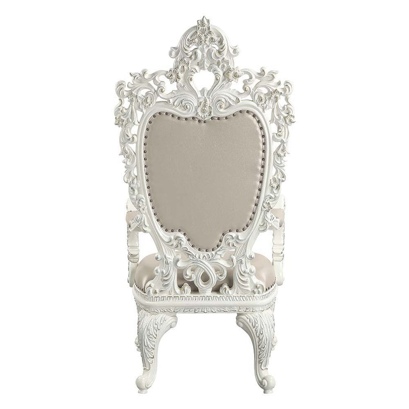 Vanaheim - Arm Chair (Set of 2) - Beige Synthetic Leather & Antique White - R&R Furniture Gallery (Fountain Valley, CA)