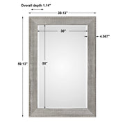Silver metallic wall mirror from the Leiston collection by Uttermost featuring a sleek, modern design with a reflective surface.