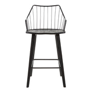 Lumi Source Winston farmhouse counter stool with wooden seat and metal frame, 24-27 inch height, rustic style for kitchen or counter.