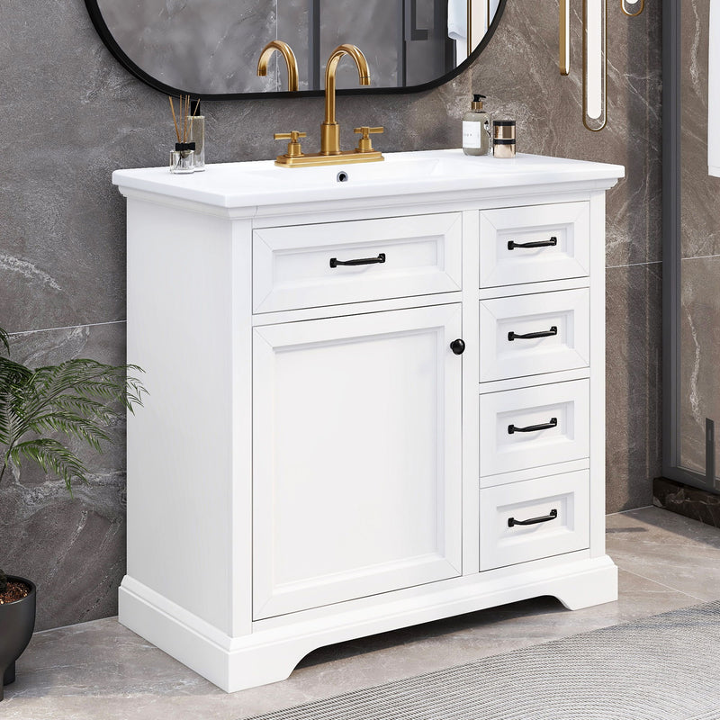 36" Bathroom Vanity With Sink, 2 Tip-Out Drawers, Soft Close Hinges - R&R Furniture Gallery (Fountain Valley, CA)