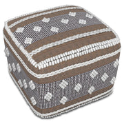 Mapleton - Outdoor / Indoor Pouf - Beige Gray / White - R&R Furniture Gallery (Fountain Valley, CA)