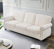 Soft Sofa, Upholstered 3 Seater Couch With High Density Foam, Loose Back Cushions And Turned Legs - R&R Furniture Gallery (Fountain Valley, CA)