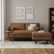 Simpli-Home Morrison upholstered stationary sofa with plush fabric and modern design, shown in a cozy living room setting.