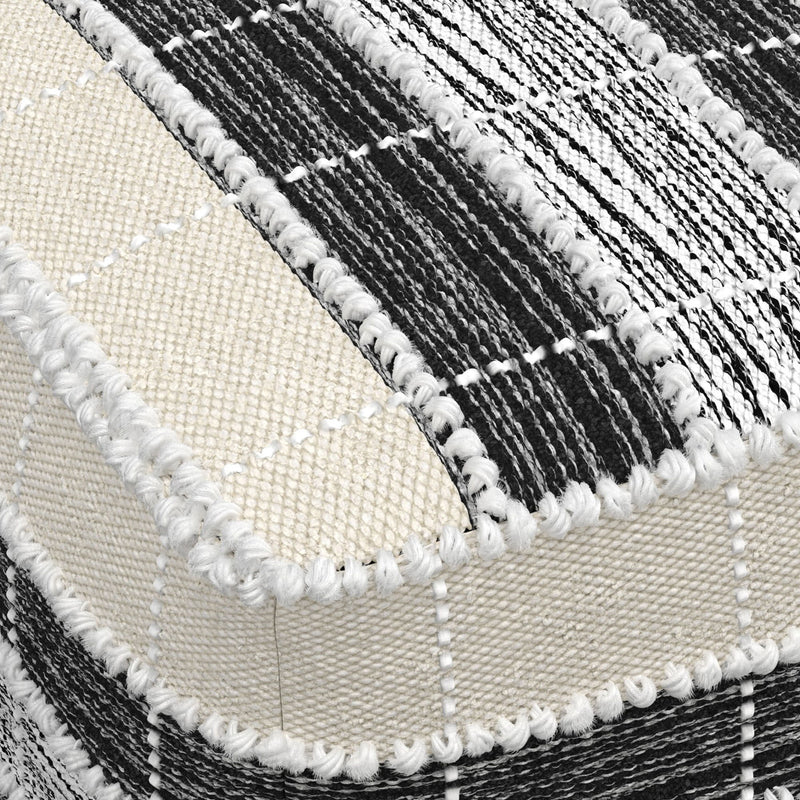 Barley - Square Pouf - White / Beige / Black - R&R Furniture Gallery (Fountain Valley, CA)
