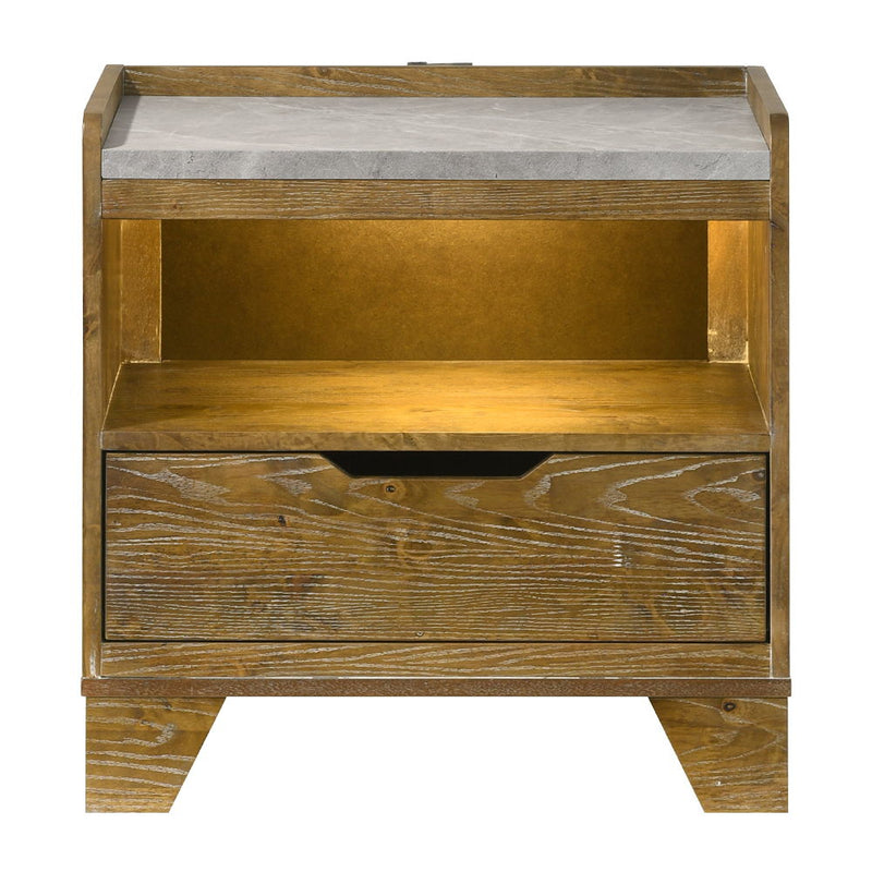 Garcia - Nightstand With LED - Light Brown - R&R Furniture Gallery (Fountain Valley, CA)