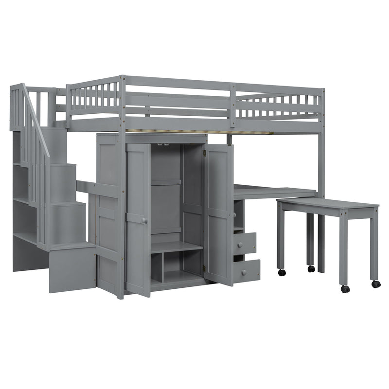 Loft Bed With Stairs, Bookshelf, Drawers, Desk & Wardrobe, Space Saving Multifunctional Furniture - R&R Furniture Gallery (Fountain Valley, CA)