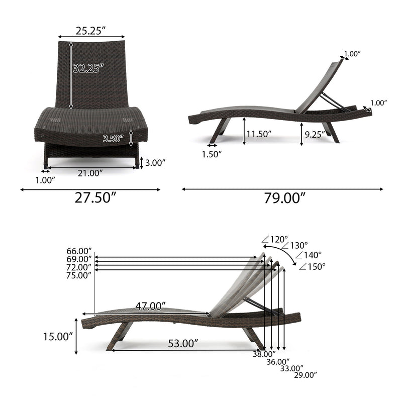 Mysticism Outdoor Chaise Lounge With Adjustable Backrest And Foldable Legs - Brown Multi - R&R Furniture Gallery (Fountain Valley, CA)