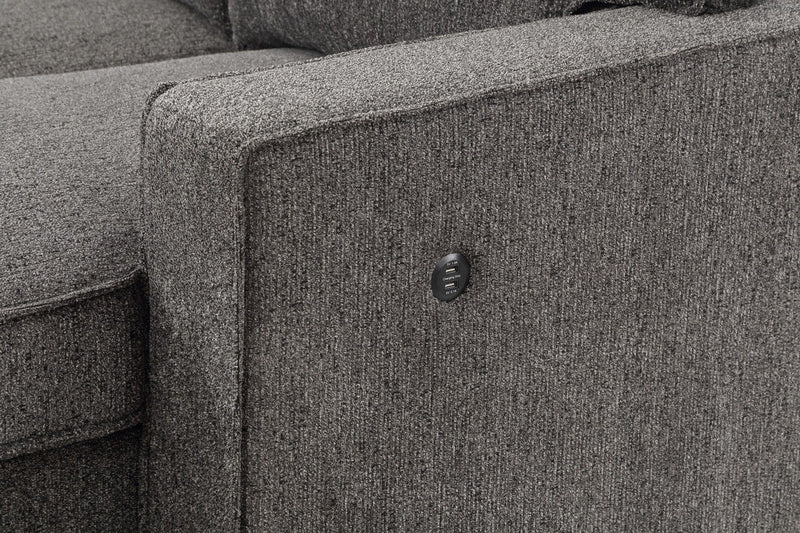 Estelle - Fabric Reversible Sleeper Sectional With Storage Chaise Drop-Down Table 2 Cup Holders And 2 USB Ports - R&R Furniture Gallery (Fountain Valley, CA)