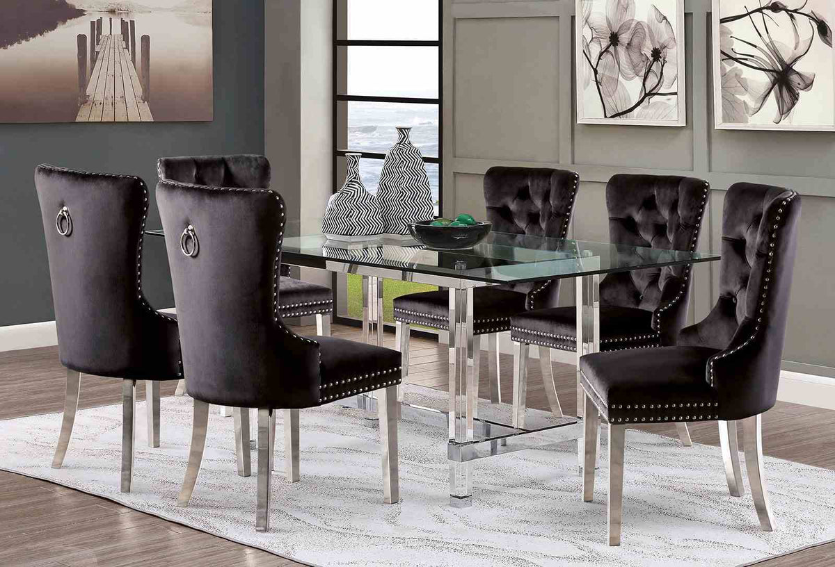 Casper - 7 Pc. Dining Table Set, Black Chairs