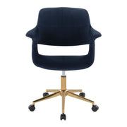 Lumi Source Vintage Flair mid-century modern office desk chair with wooden armrests and plush upholstered seat.