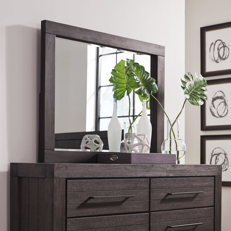 Heath Beveled Glass Mirror by Modus with Basalt Grey frame, showcasing a sleek, modern standalone mirror design.
