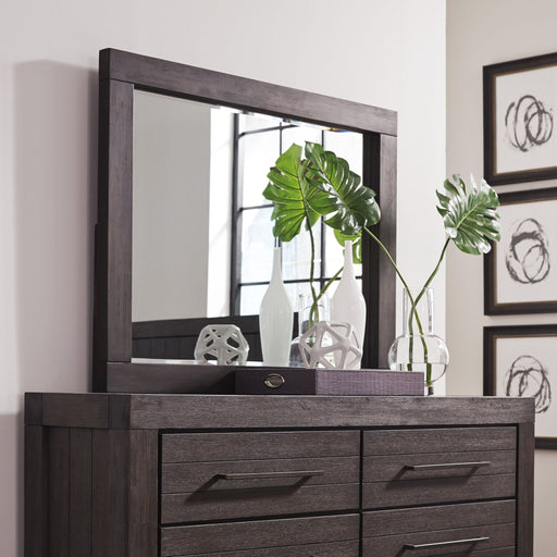 Heath Beveled Glass Mirror by Modus with Basalt Grey frame, showcasing a sleek, modern standalone mirror design.