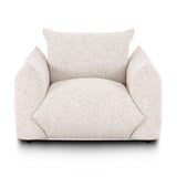 TOV Furniture Saint Tropez Nubby Fabric Armchair in sand color with plush cushioned armrests and modern design.