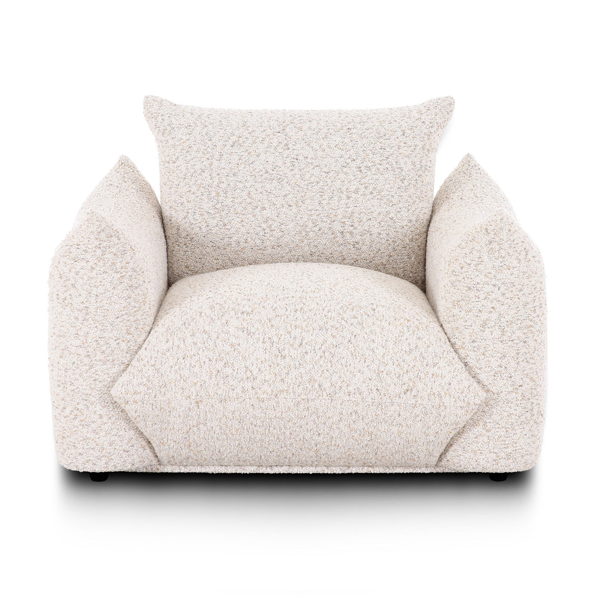 TOV Furniture Saint Tropez Nubby Fabric Armchair in sand color with plush cushioned armrests and modern design.