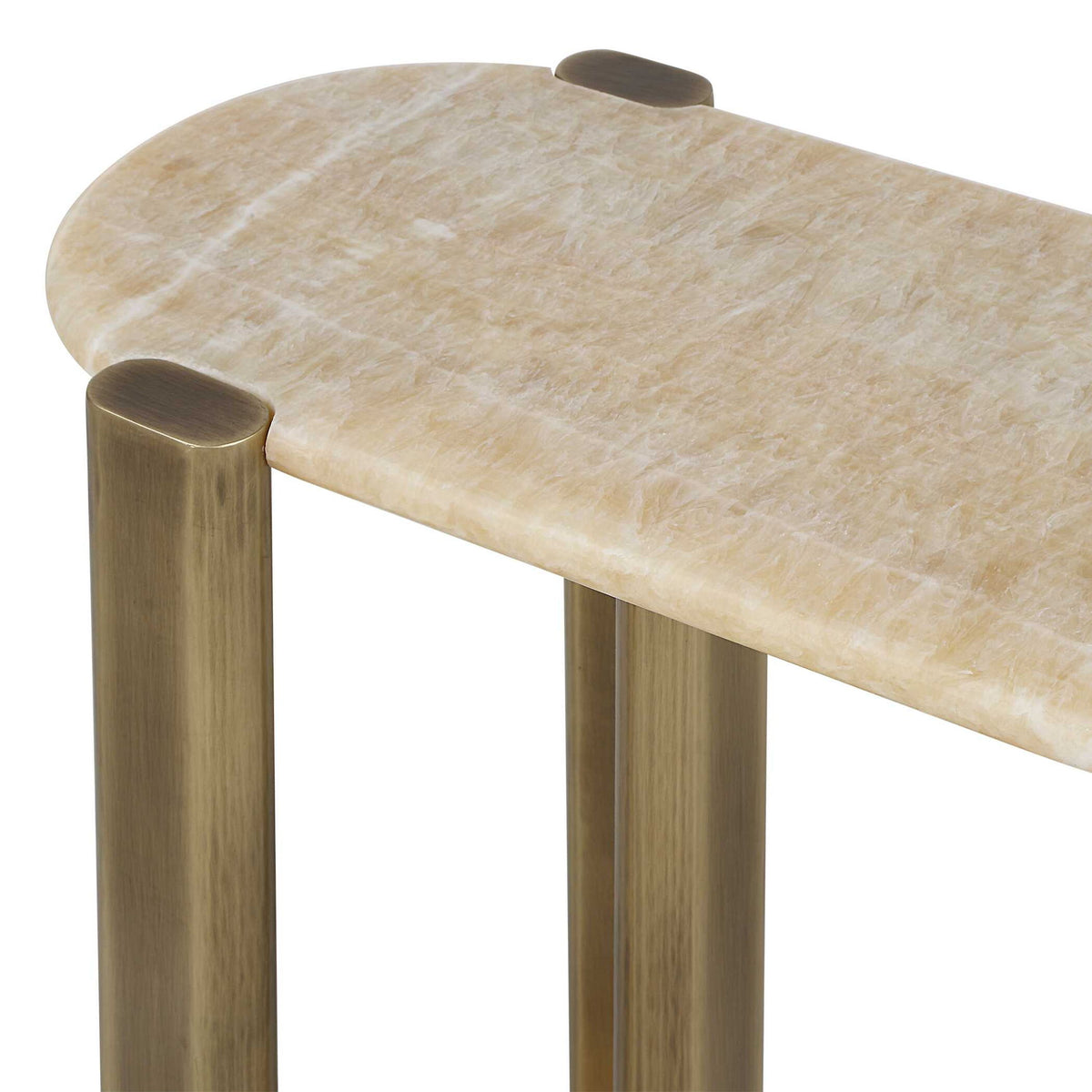 Rounded Cantilever - Accent Table - Beige / Gold