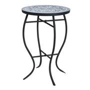 Outdoor Round Side Table With Mosaic Style Top And Curved Iron Legs - R&R Furniture Gallery (Fountain Valley, CA)