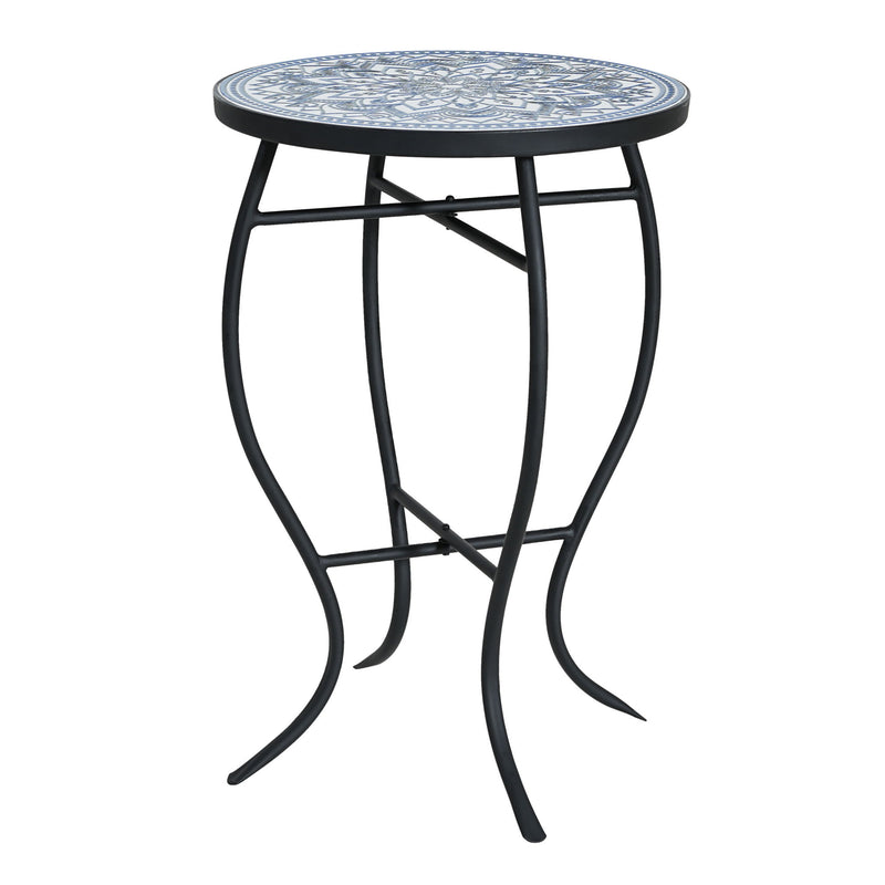 Outdoor Round Side Table With Mosaic Style Top And Curved Iron Legs - R&R Furniture Gallery (Fountain Valley, CA)