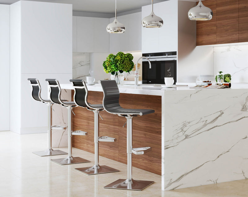 Lumi Source Masters contemporary adjustable barstool with swivel, bar height 28-30 inches, featuring modern design and cushioned seat