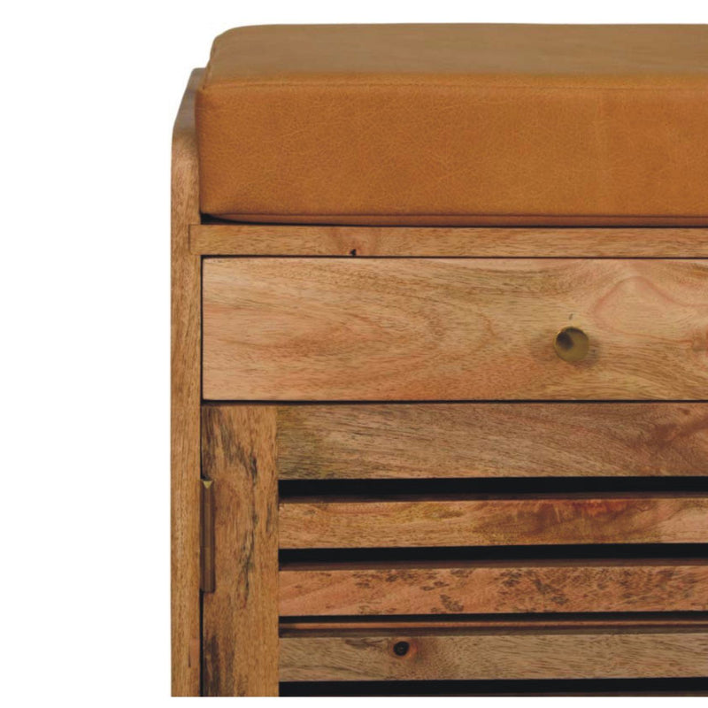 Shutter Shoe Rack With 2 Drawers - Beige - R&R Furniture Gallery (Fountain Valley, CA)
