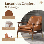 Mid - Century Accent Chair With Cushioned Seat, Brass Tipped Legs - R&R Furniture Gallery (Fountain Valley, CA)