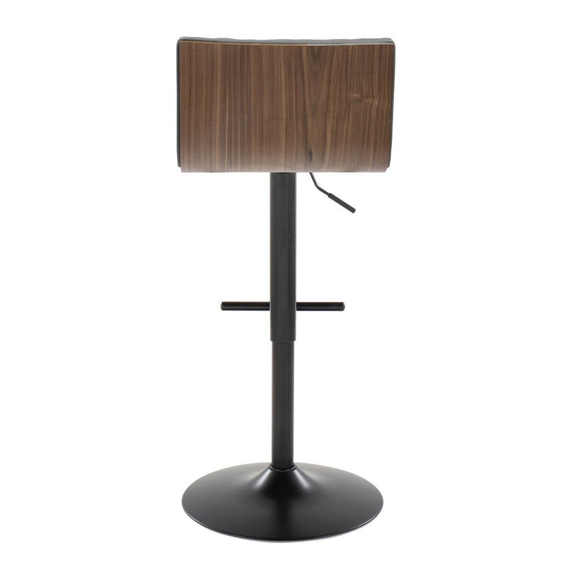 Set of 2 Lumi Source Mason contemporary adjustable barstools with swivel, straight T-footrest, ideal for modern kitchen or bar areas.