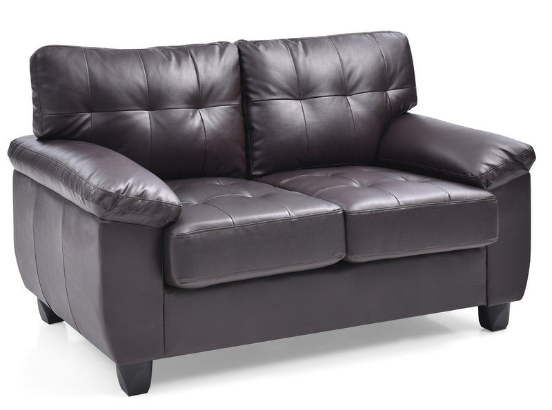 Glory Furniture Gallant stationary loveseat with plush fabric upholstery and cushioned backrest, ideal for cozy living room seating.