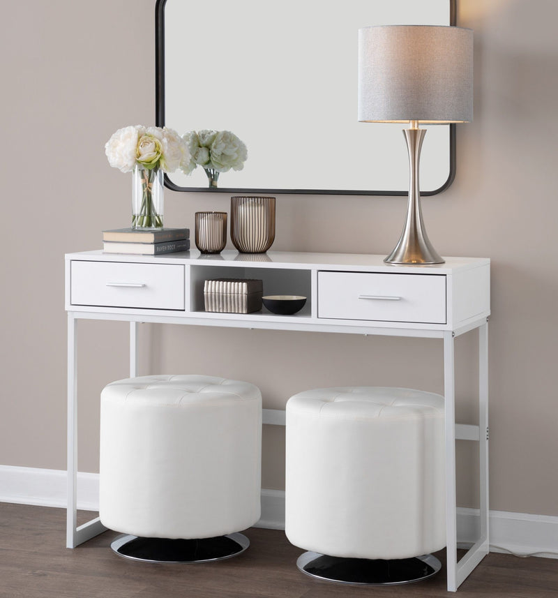 Pair of Lumi Source Lenuxe contemporary semi-gloss table lamps with sleek modern design, set of two, featuring elegant semi-gloss finish.