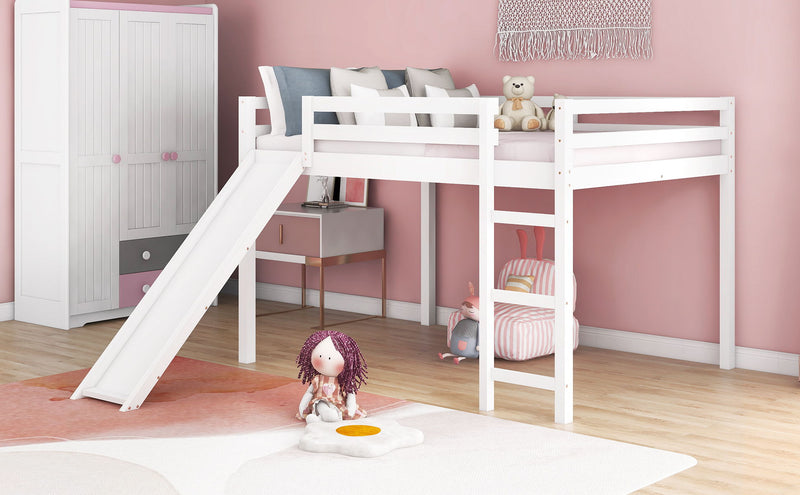 Full Loft Bed With Slide, Multifunctional Design - White - R&R Furniture Gallery (Fountain Valley, CA)
