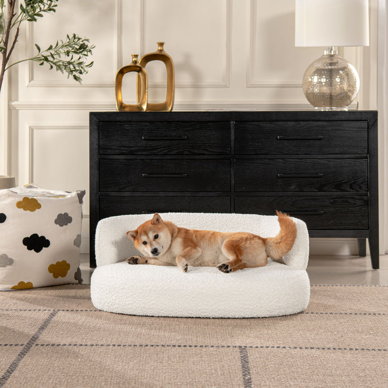 Shep - Curved Dog Sofa Bed Medium - Ivory White - R&R Furniture Gallery (Fountain Valley, CA)