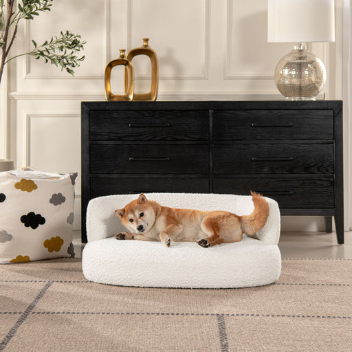 Shep - Curved Dog Sofa Bed Medium - Ivory White - R&R Furniture Gallery (Fountain Valley, CA)